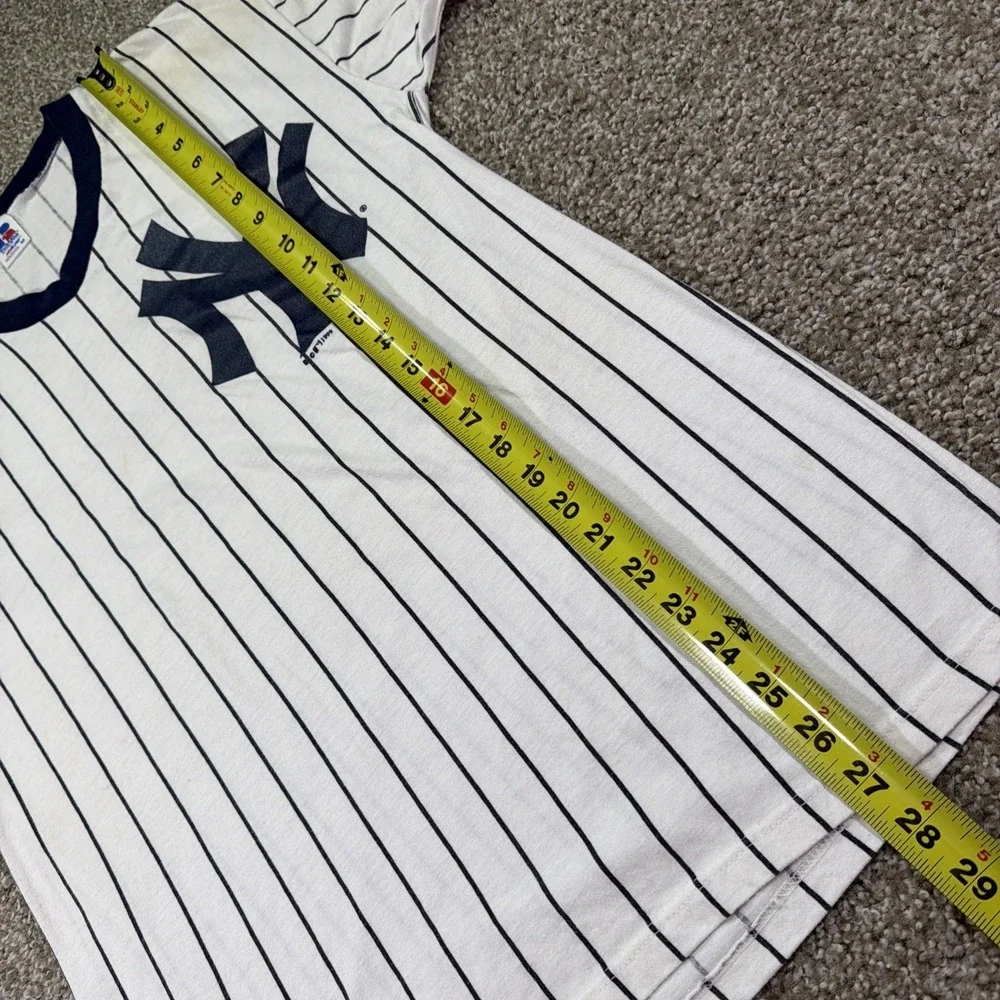 Vintage Yankees Pinstripe Shirt Russell Athletic Medium 90s Classic